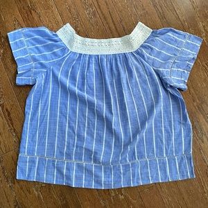 Westbound Plus Size Blue and White Striped Off-Shoulder Top